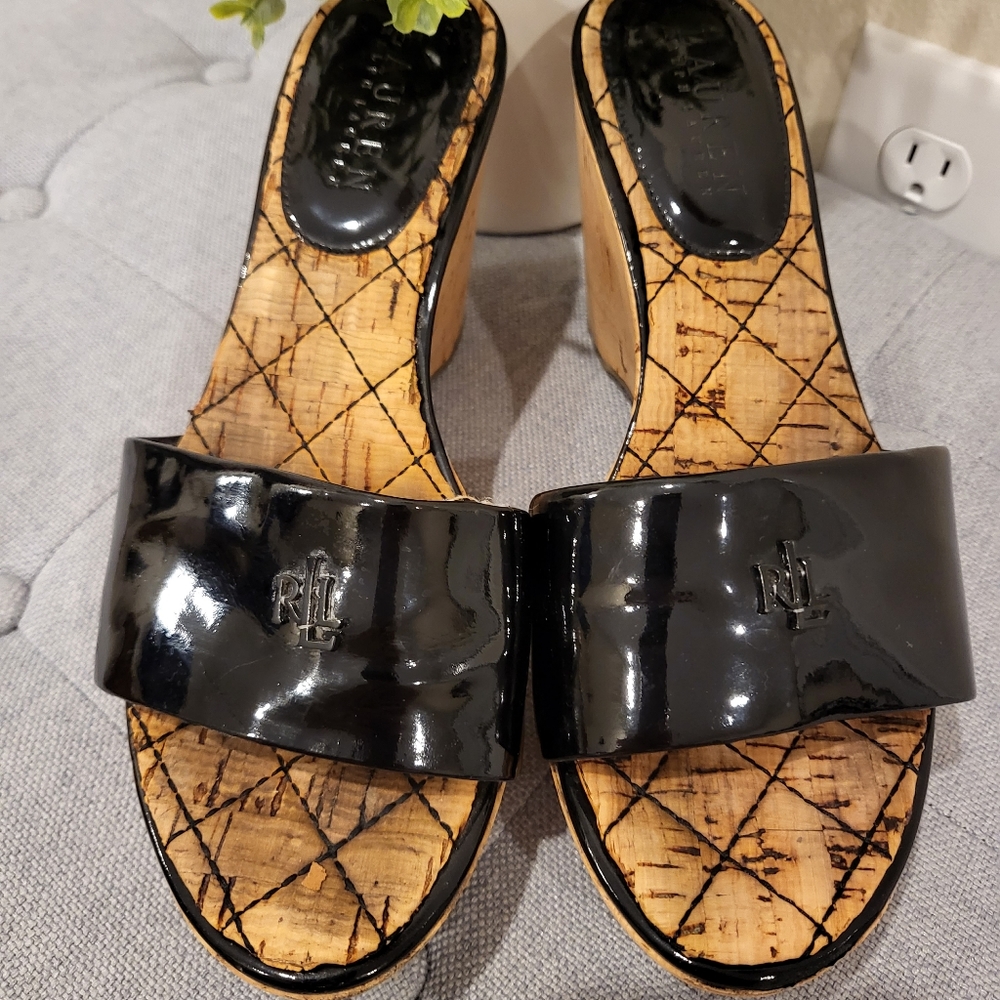 Ralph Lauren corked wedges open toed size 6.5
